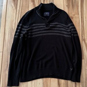 American Eagle Outfitters Black and Gray Men's Sweater